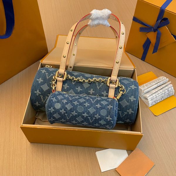 M46830 джинсовая сумка Baguette с папильоном, комбинированная сумка, наволочка, модная сумка на плечо с небольшими сумками для подмышек, сумка через плечо, сумка-тоут