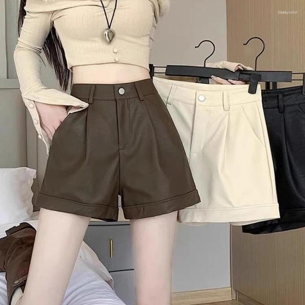 Frauenshorts Frühlings- und Herbst-Outwear Vielseitiges lous pu Leder für Frauen 2024 Sexy Mädchen Schlank