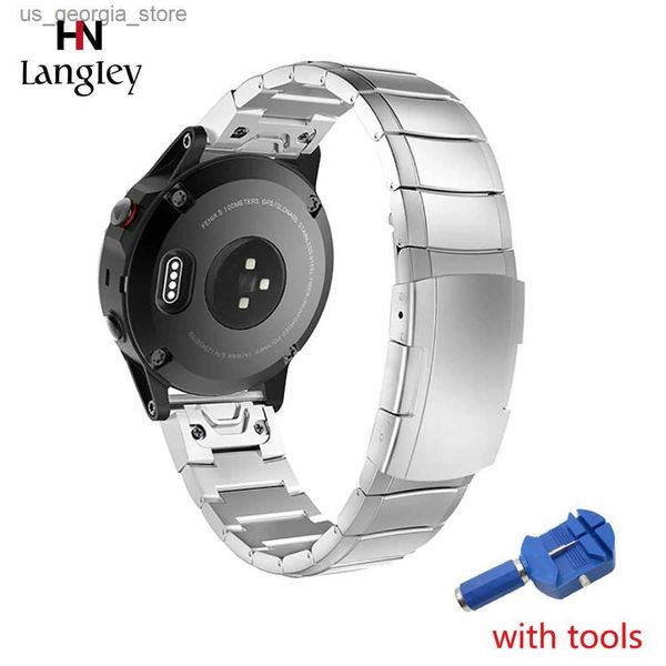 Cinturini per orologi 20 22 26 mm cinturino in acciaio inossidabile per Garmin Forerunner Fenix 3/HR/5X/5S/5/6/6X/6S fenix 6 braccialetti di ricambio per bracciale Y240321