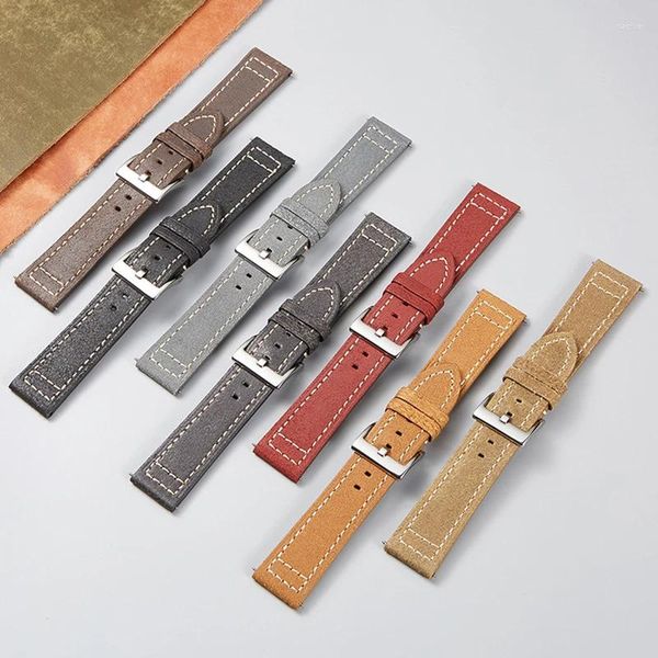 Cinturini per orologi Cinturino in pelle vintage smerigliato Universale 20mm 22mm Bracciale in pelle di vacchetta impermeabile Accessori intelligenti UTHAI Z115