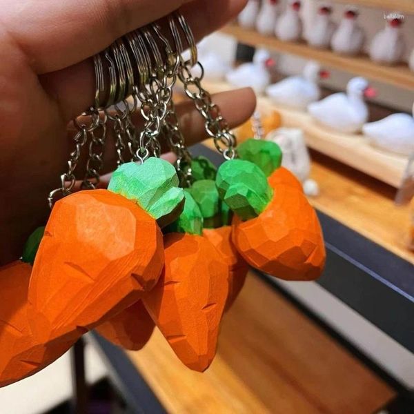 Portachiavi in legno intagliato arancione carota portachiavi telefono gingillo femminile ciondolo conchiglia accessori pacchetto decorazione portachiavi