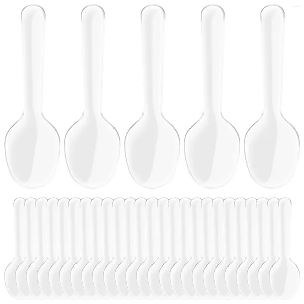 Posate usa e getta Cucchiai Cucchiaio di plastica Posate Utensili Set da zuppa resistente Servire cucchiaini trasparenti Mini forchette d'oro Torta