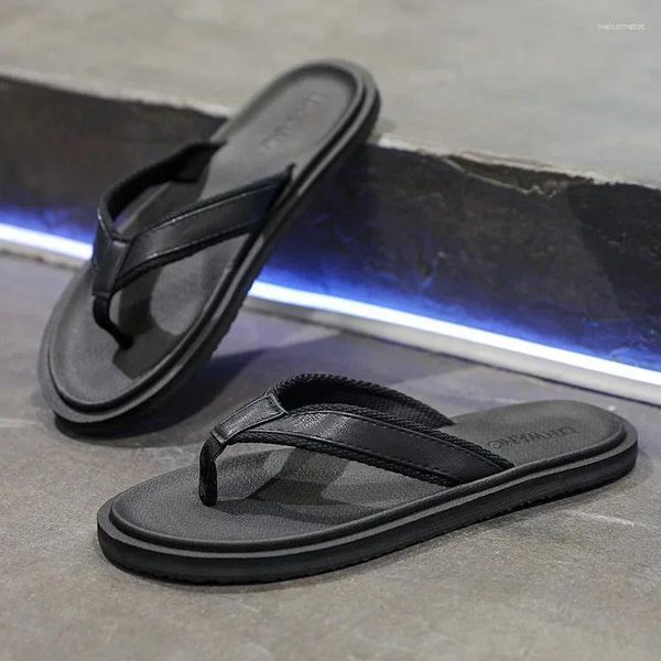 Chinelos flip flops para homens na moda ao ar livre desgaste no verão anti deslizamento pé clipes 2024 estilo sandálias personalizadas