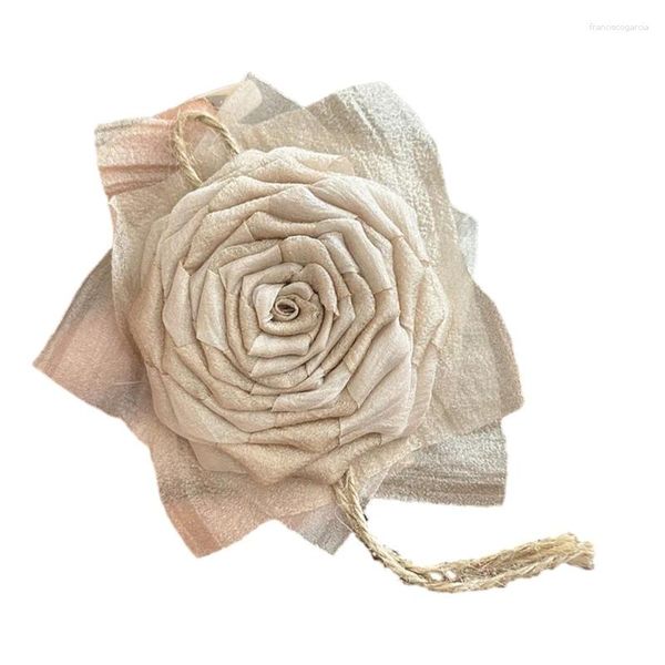 Spille Elegante spilla fiore rosa in tessuto per donna Spilla fatta a mano Fiori alla moda Distintivo Gioielli Temi floreali Accessorio Dropship