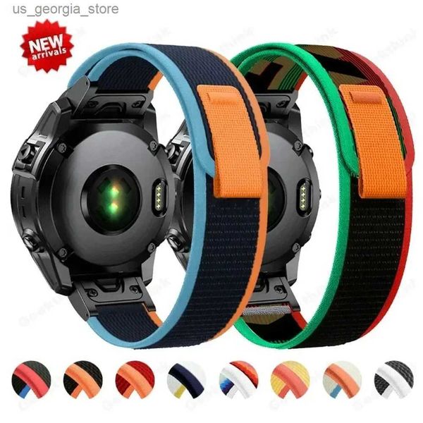 Uhrenarmbänder 22 mm/26 mm Nylonarmband für Garmin Fenix5 5X 5S Plus 7X 6 6X 6S Pro 3 3HR Forerunner945 Hochwertiges Smart Loop Band Y240321