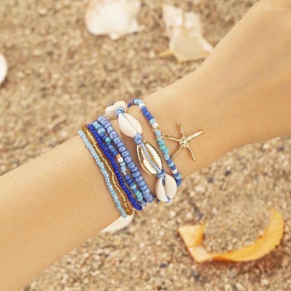 Link pulseiras conjuntos empilháveis grânulo multicamadas boho cristal estiramento pulseiras femininas