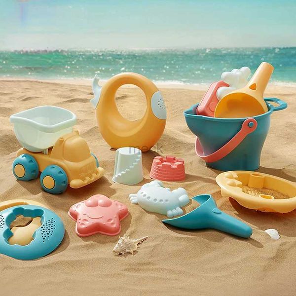 Giochi con la sabbia Divertimento in acqua Giocattoli da spiaggia per bambini Set carino addensato Attrezzi per acqua e sabbia per bambini Gomma morbida Scavare sabbia Pala da neve Clessidra Macchinina 240321