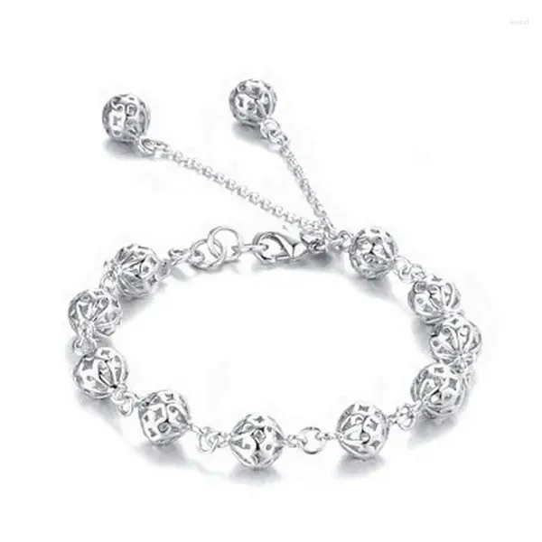 Charm-Armbänder aus 925er-Sterlingsilber, 8 mm, Hohlkugel-Armband für Frauen, Hochzeit, Verlobung, Party, Modeschmuck