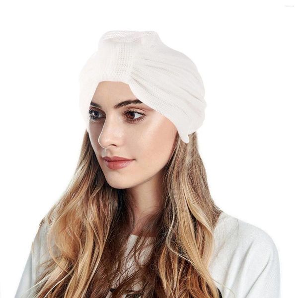 Bola bonés mulheres nó moda plissado cabeça chapéu boné headwear muçulmano turbante headwrap colocar beisebol dobrável para