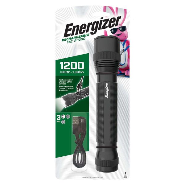 Energizer Tac R Şarj Edilebilir Taktik 1200 Lümen, IPX4 Suya Dayanıklı, Uçak Sınıfı Alüminyum LED El Feneri, Olağanüstü Acil Durum Işığı