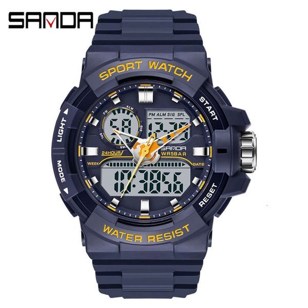 Wolf Warrior 2 Special Forces Night Glow Multifuncional à prova d'água Dual Display High School Student Sports Outdoor Relógio com mostrador grande masculino