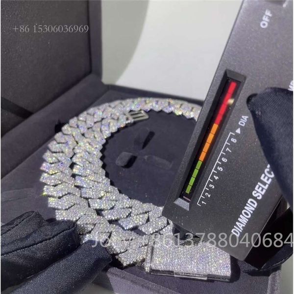 Hip Hop Schmuck 4 Reihen Silber vergoldet VVS Moissanit Diamant kubanische Gliederkette Halskette für Männer