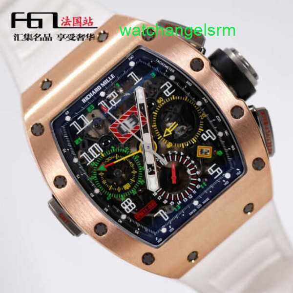 Часы RM с механизмом, красивые часы RM11-02, розовое золото 18 карат, календарь, месяц, двойной часовой пояс, знаменитый роскошный одинарный RM1102