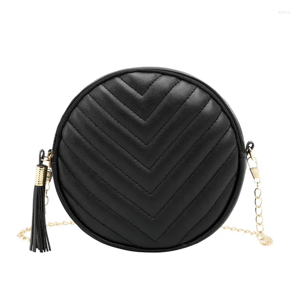 Borse a tracolla Borsa da donna Borse Cerchio circolare Retro Vintage Mini Fashion Design Crossbody Catena in metallo Ciondolo con nappa