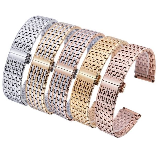 İzle Bantlar Lüks Metal Saat Bantları 2021 Şık 20 22 Mm Erkek İş Kayışı Gümüş Gül Altın Katı Paslanmaz Çelik Bracele310s