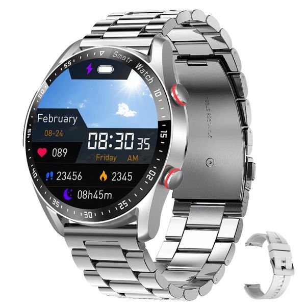 Hausschuhe EKG+PPG Bluetooth Call Smart Watch Männer Lasergesundheit Blutdruck Fies Sports Man Sports Waterd Smartwatch+Box