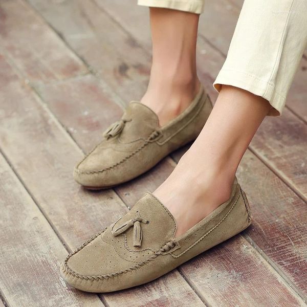 Casual Schuhe Männer Quaste Faulenzer Marke Wildleder Leder Schuh Vintage Slip-on Klassische Komfortable Fahren Hochzeit Männlich Kleid