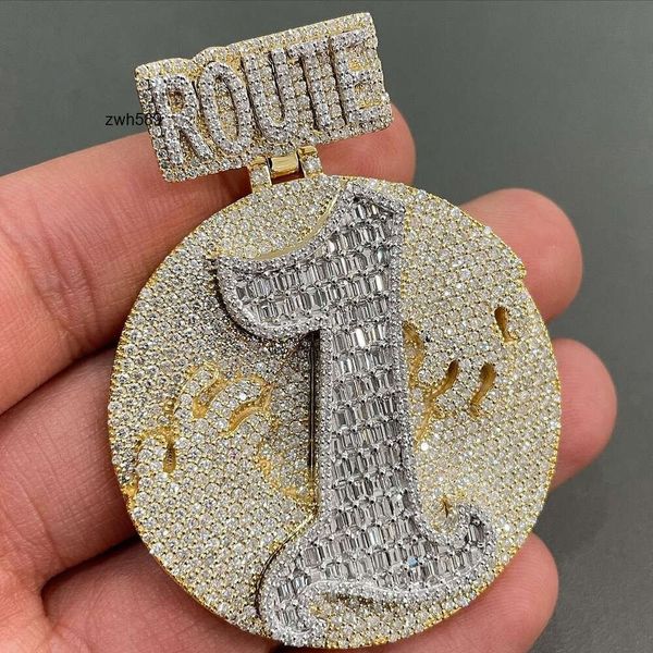 Designer de jóias venda quente hip hop s925 vvs iced out pingente personalizado nome da letra personalizado redondo moissanite fazer passar tester vvs diamante para homens