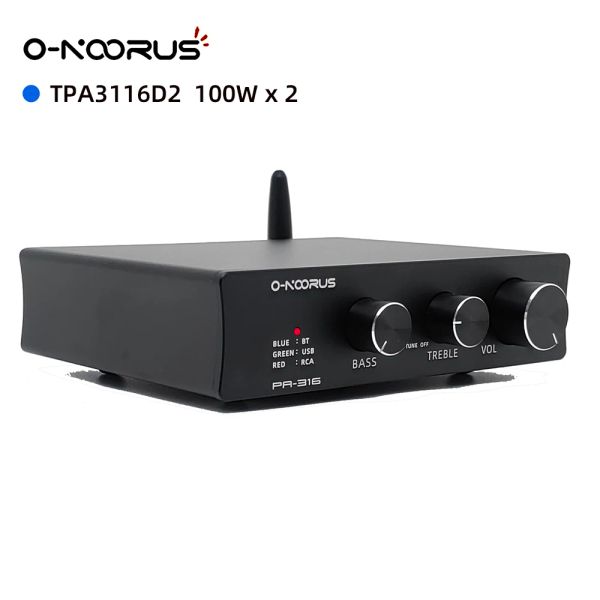 Динамики Onoorus PA316 Bluetooth 5,0 Приемник Усилитель Аудио Цифровой усилитель мощности 2*100 Вт Мини Hi-Fi класс D Домашний динамик