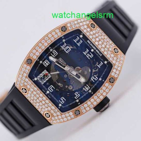 Classico cronografo di orologio da polso RM RM005 Mens Series 18K Rose Gold con Diamond Back Date Display Orologi meccanici automatici cronografo