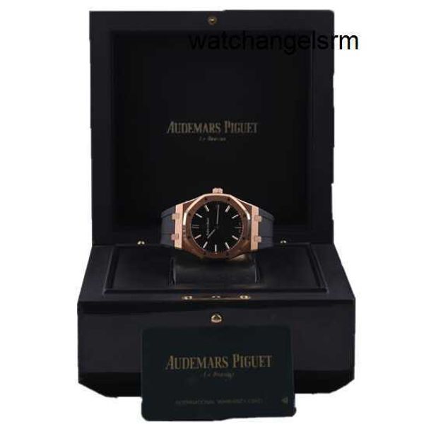 Relógio de pulso de celebridade feminino AP Relógio de pulso Royal Oak Series 15500 Máquinas automáticas Mens 18K Rose Gold Material 41MM Calibre Conjunto completo