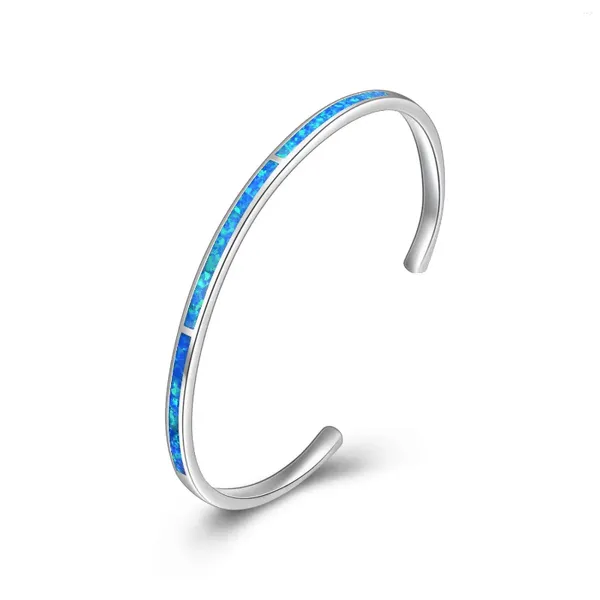 Pulseira avançada de design simples com punho de opala azul para presente de senhora