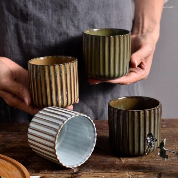 Tassen Retro japanischer Keramik-Kaffeeofen, personalisiertes Geschenk, Meister-Teegeschirr, Büro, umweltfreundlich, Kungfu-Teetasse, Wasser, Wein, Trinkgeschirr
