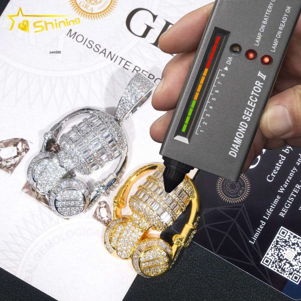 Designerschmuck Heißer Verkauf S925 Günstiger Preis Mode OPK vergoldet Iced Out Diamant Hip Hop Mikrofon Anhänger 925 Silber VVS Moissanit Custom Pedant