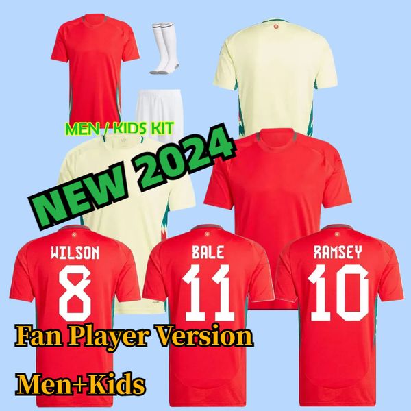 24 25 Camisas de futebol do País de Gales JAMES BALE Camisas de futebol galês JOHNSON N.WILLIAMS RODON T.ROBERTS CABANGO LEVITT MOORE THOMAS Homens Kit Kit Jersey