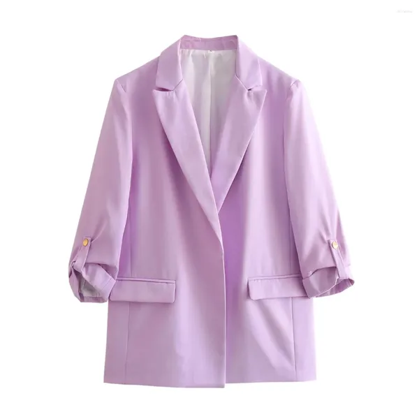 Ternos femininos roxo blazers jaquetas casaco cáqui outwear escritório senhoras sólido manga longa chaquetas para mujer blazer inszartraf