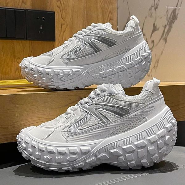 Casual Schuhe Frauen 2024 Marke Mode Gummi Lace Up Sport Plattform Erhöhten Sohlen Große Größe 44