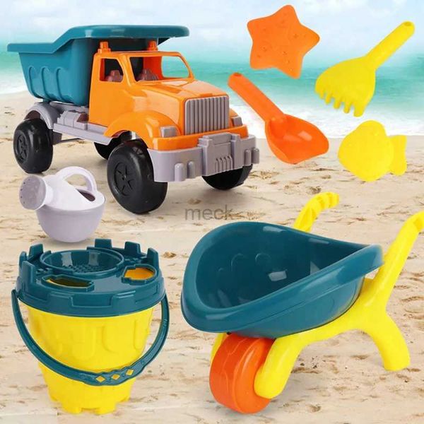 Areia jogar água diversão 5/6 pçs bebê praia brinquedos conjunto verão praia jogar carrinho e balde conjunto crianças sandbox conjunto ferramentas de dragagem de areia crianças brinquedos 240321