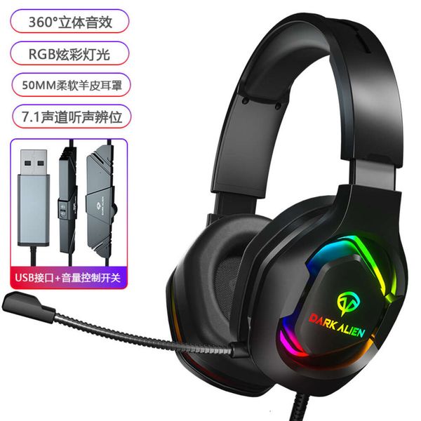 RGB Esports Auricolari con riduzione del rumore Cross Border Appeso al collo stile K-song 7.1 Auricolari per mangiare pollo Cuffie da gioco cablate