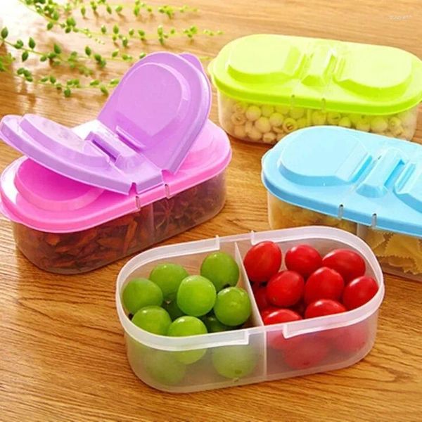 Stoviglie Contenitore in plastica sano Contenitore portatile per il pranzo a doppia griglia Contenitore per frutta da picnic per bambini