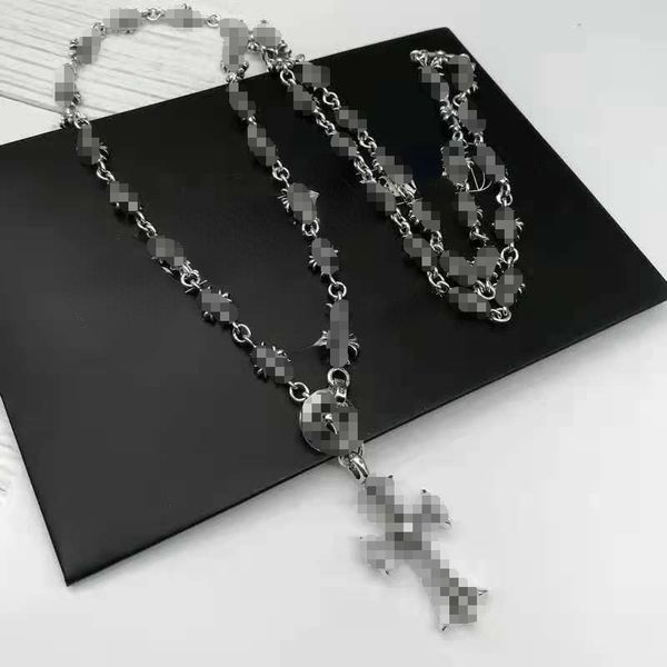 Unisex Designer Anhänger Halsketten Punk Kreuz Thai Silber Halskette Persönlichkeit Anhänger Luxus Halskette