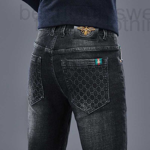 Herren Jeans Designer Designer Marke Frühling und Sommer Neue bestickte kleine Biene elastische Denim lange Hosen Leggings Mode Jugend tragen 671O X5GO