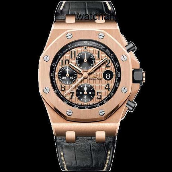 Celebrity Wristwatch feminino AP Wrist Watch Royal Oak Offshore 18K Rose Gold Gold automático Mechanical MenCs Relógio 26470or Segunda mão Relógio de luxo 26470Or oo a002cr.01