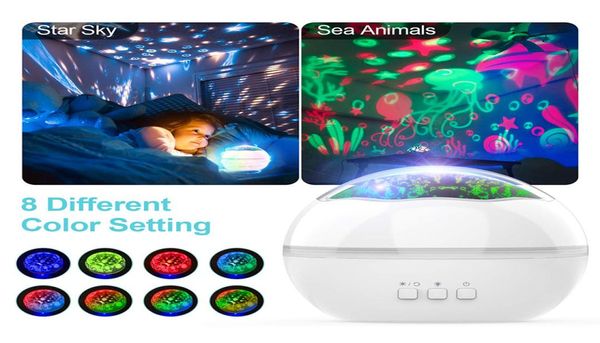 Красочные звезды звездный проектор свет подводный мир светодиодный ночник 8 цветов вращающийся проектор ночник USB для детской комнаты7942046
