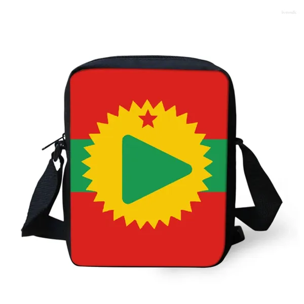 Borsa a tracolla da donna graziosa The Oromo Flag Print Messenger Girls piccole borse da viaggio per spalla quadrata da donna casual