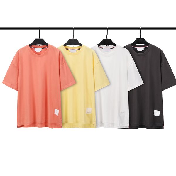 Мужские футболки высокого качества из хлопка ААА TB чисто-коричневого цвета с петлей из трикотажа, летняя одежда в полоску, толстовка с круглым вырезом, пуловер D4