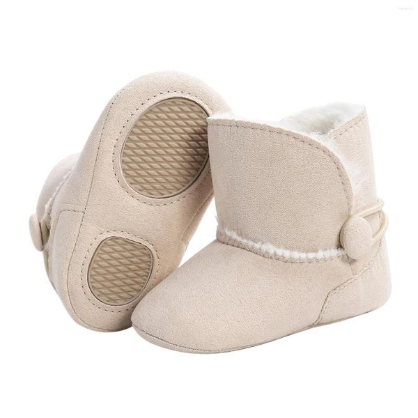 Stiefel für Babys, Mädchen, Jungen, Winter, Schnee, Kleinkind, einfarbig, Fleece-Futter, dicker Stiefel mit rutschfester Gummisohle, 0–18 Monate