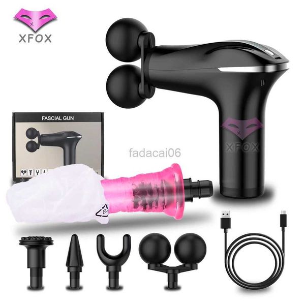 Pistola de massagem fáscia arma de massagem muscular cabeça dupla tecido profundo músculo portátil percussão massageador para corpo costas e pescoço alívio da dor 240321