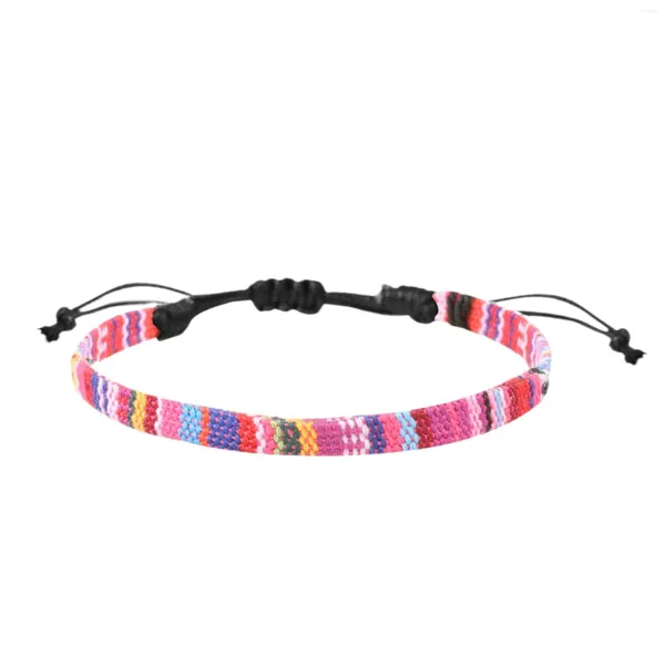 Pulseiras de elos com corrente de tornozelo de casal colorido retrô.Pulseira tecida artesanal boêmia com corrente de praia ajustável adequada para homens e mulheres