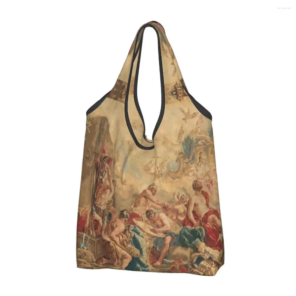 Einkaufstaschen Custom Vulcan Arms For Aeneas To Women Tragbare große Kapazität Lebensmittel Aubusson Floral Tote Shopper