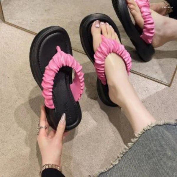 Hausschuhe frauen Flip-Flops 2024 Sommer Mode Dicken Sohlen Strand Weibliche Clip Kappe Anti Slip Schuhe Für Frauen Zapatos mujer