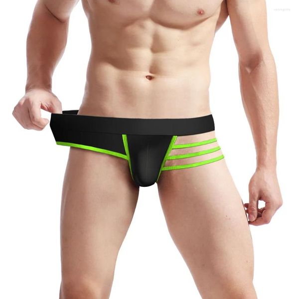 Mutande da uomo Divertenti Intimo Gay U Convesso Marsupio Slip Sissy Sexy Semitrasparente Perizoma in seta di ghiaccio Vita bassa G-String Pantaloni Mini Bikini