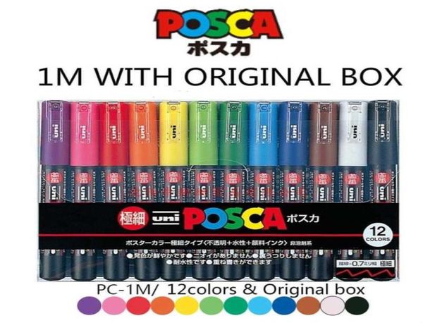 12 8 Renk Posca PC1M Boya İşaretçisi İnce Kurşun Tip07mm Sanat Marker Pens Ofis Okulu Hediyesi 2012224542323