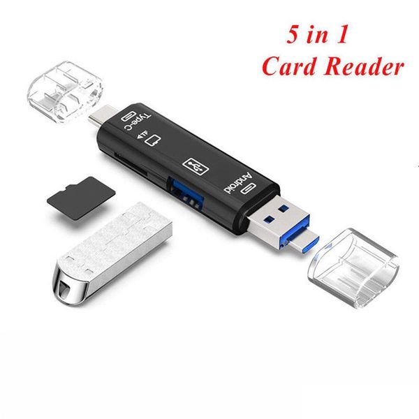 Bellek Kartı Okuyucuları 5 İçinde 1 MTifonction USB 2.0 Tip C/USB/MICRO USB/TF/SD Okuyucu OTG Adaptörü Cep Telefon Aksesuarları Bırakma Teslimat C OTIHP