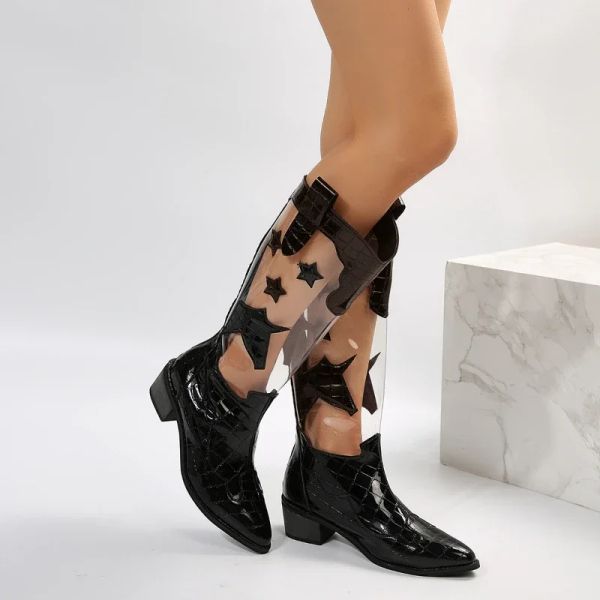 Stivali da donna scarpe da donna 2024 marchio trasparente stivali da donna stivali cristallini allacciati stivali corti per donne nuove moda design originale