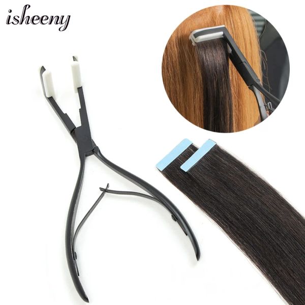 Alicate isheeny pro fita extensões imprensa alicate de aço inoxidável multifuncional ferramentas cabelo design ergonômico 4.5cm forma plataforma